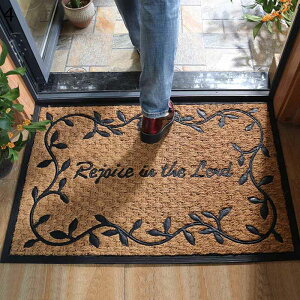 ココヤシ ドアマット 薄型 泥落とし アンティーク 半円 長方形 足拭きマット 柄 玄関マット 屋外屋内 滑り止め加工 ココマット wellcomeマット 耐磨耗 滑り止め 店舗用 業務用 吸音 防塵 丸洗い