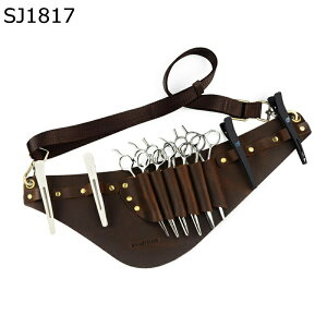 シザーケース サロン道具 シザーポーチ 6丁 ウエストポーチ 本革 腰掛け トリマー 2way ストラップ付き プロ用 肩掛け はさみ 櫛 収納 大容量 ツールバッグ 男女兼用 レトロ風 理容師 レザー