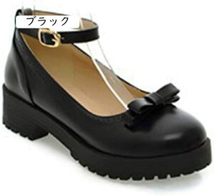 おおきいサイズパンプス ロリータ レディース ストライプ プラットフォーム メイドシューズ ゴスロリ Lolita 厚底靴 蝶結び かわいい ラウンドトゥ 学生靴 ローファー 4cm ヒール ロリータ