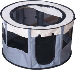 ペット 八角形 ケージ メッシュサークル 折り畳み式 持ち運べに便利 軽量 防水 ペットテント グレー ハウス ペット用ケージ 72x72x40cm サークル ケージ アウトドア コンパクト 犬 猫
