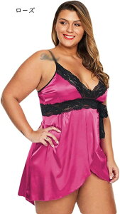スリップ レディース シルク調 大人 セクシーランジェリー レース刺繍 華やか ダブルストラップ バックレスナイトウェア 寝巻き 花柄 大きいサイズ ナイトドレス ベビードール ハーフスリ