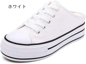 スニーカー レディース かかとなし キャンバス カジュアル スポーツシューズ 厚底 楽ちん サンダル 風 スリッポン シューズ レースアップ スリッパ 風 軽い おしゃれ 長時間 オールシーズン