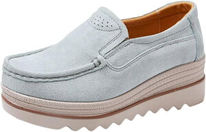 レディースシューズ 厚底靴 スポーツシューズ 軽量 通勤 防滑 オフィス 春夏秋用 女性 35-42 スニーカー スリッポン 厚底 スエード カジュアル 大きいサイズ 低反発 無地 厚底シューズ ウォ