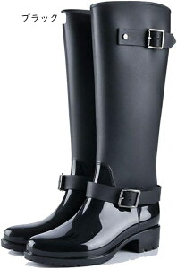 ロング ラバー レイン ブーツ レディース 女性 ベルト付き サイドジッパー ロングブーツ 可愛い ジョッキーブーツ 軽量 長靴 雨靴 防水 普段 アウトドア フェス 登山 シューズ 靴 雨 雪 防寒