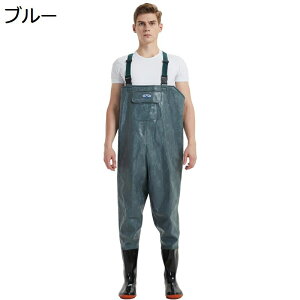 フィッシングウェーダー 迷彩柄 ウエーダーブーツ チェストハイ PVC長靴 レインブーツ 防水 厚手 厚底ソール 男女兼用 田植え 潮干狩り 貝堀り 防災グッズ 川 浅瀬 雨 雪 キャンプ 魚市場 水