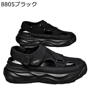 男性 サンダル かかとあり 厚底 ルームシューズ メッシュ スポーツ マジックテープ 丈夫