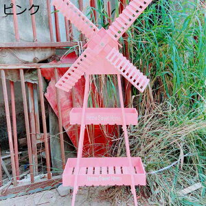 ガーデンラック 風車 2段 フラワースタンド 園芸 鉢スタンド 木製 ビンテージ 多機能 フラワーラック 室内 収納ラック 盆栽陳列台 屋外 植物棚 防水 防食 インテリア 観葉植物 サボテン 多肉