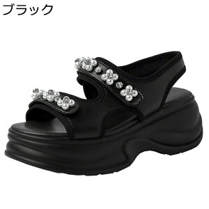 スポーツサンダル パール スニーカー 本革 レディース ベルクロ ダイヤ式 身長6cmUP 厚底サンダル 調節可能 さんだる キラキラ 大人可愛い 疲れにくい 幅広 脱げにくい おしゃれ キャンプ