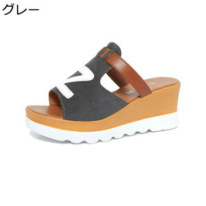 ウエッジサンダル レディース ミュール サンダル ウエッジソール オープントゥ スリッパ クッション性 疲れない 軽量 カジュアル 楽チン 身長アップ 耐摩耗性 ビーチサンダル ストラップ 晴