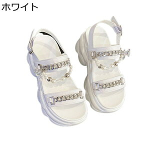 厚底靴 レディース サマーサンダル スポーツサンダル ウェッジ チェーン飾り 背が高くなる 夏用 ウォーキング バックル 防滑 軽い 速乾 通気 幅広 軽量 かわいい 安定感 オフィス パーティー