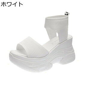 厚底靴 レディース サンダル ニット ウェッジ スポーツサンダル 8.5cm身長アップ 夏靴 ウォーキング カジュアル 防滑 プラットフォーム 通気 幅広 軽量 シンプル 脚長 ビーチ 海 水遊び 旅行