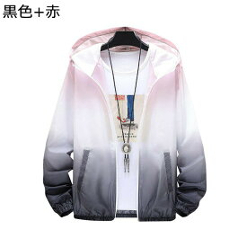 ラッシュパーカー フード付き 日焼け対策 ジャケット メンズ グラデーション サマーコート シースルー 防風 ジップアップ 透け感 汗染み防止 涼しい ゆったり ブルゾン ジャンパー アウトドア 旅行 軽量