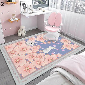 チェアマット 兎 フラワー デスクマット ゲーミングチェアカーペット 厚さ7mm ラグ 長方形 花柄 子供部屋 玄関マット 傷防止 防滑吸附 おしゃれ かわいい 家庭用コンピュータチェア フローリ