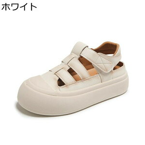 透かし彫り 夏用 スニーカー 5cm厚底 レディース ローカット つま先保護 ベルクロ カメサンダル 無地 革 スポーツサンダル かわいい メッシュ ベルクロ 防滑 ゴム 通勤通学 森ガール レトロ風