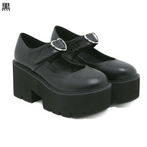 レディース ロリータ靴 コスプレシューズ 厚底パンプス ブラッククールゴス ラウンドトゥ ハイヒール 可愛い フォーマル カジュアル 仮装 ダンス 制服 黒 メイド靴 ゴスロリ プラットフォー