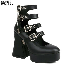 レディース メリージェーン 粗いかかと 12cm身長アップ 髑髏柄 アンクルストラップ4本 パンプス ハイヒール 美脚 ファッション ゴスロリ ゴシック 原宿系 暗黒系 セクシー コスプレ 日常 街着