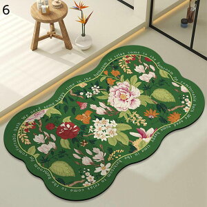 珪藻土バスマット 花柄 不規則 床保護マット 水切りマット ソフト浴室足ふきマット 滑りにくい 収納便利 滑り止めマット 吸水マット 吸水 洗濯簡単 女性用 田園 キッチン 浴室 トイレ グリ