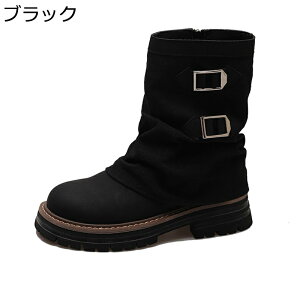 アンクル丈 ショートブーツ ハイカット 袴用ブーツ 秋用 厚底 エンジニアブーツ バックル 合皮 レディース 疲れない 着回し 防水 防滑 かわいい くしゅくしゅ 乗馬 バイク用 パーティ ストリ