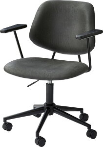 東谷 デスクチェア デスクチェア W61.5×D61×H82-91×SH44-53 ブラック|グレー PC-80BK 4985155218332 オフィスチェア 回転チェア 座面回転 キャスター付き 移動可能 肘付き クロスレザー スタイリッシュ