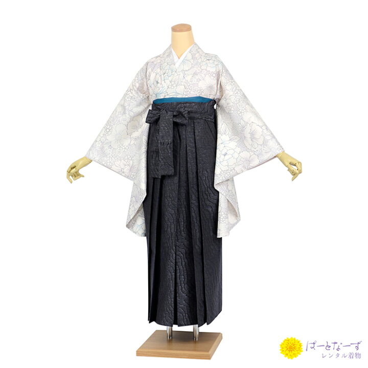 楽天市場】【きものレンタル】卒業袴セット 女性 芍薬 白 線画花柄 黒  