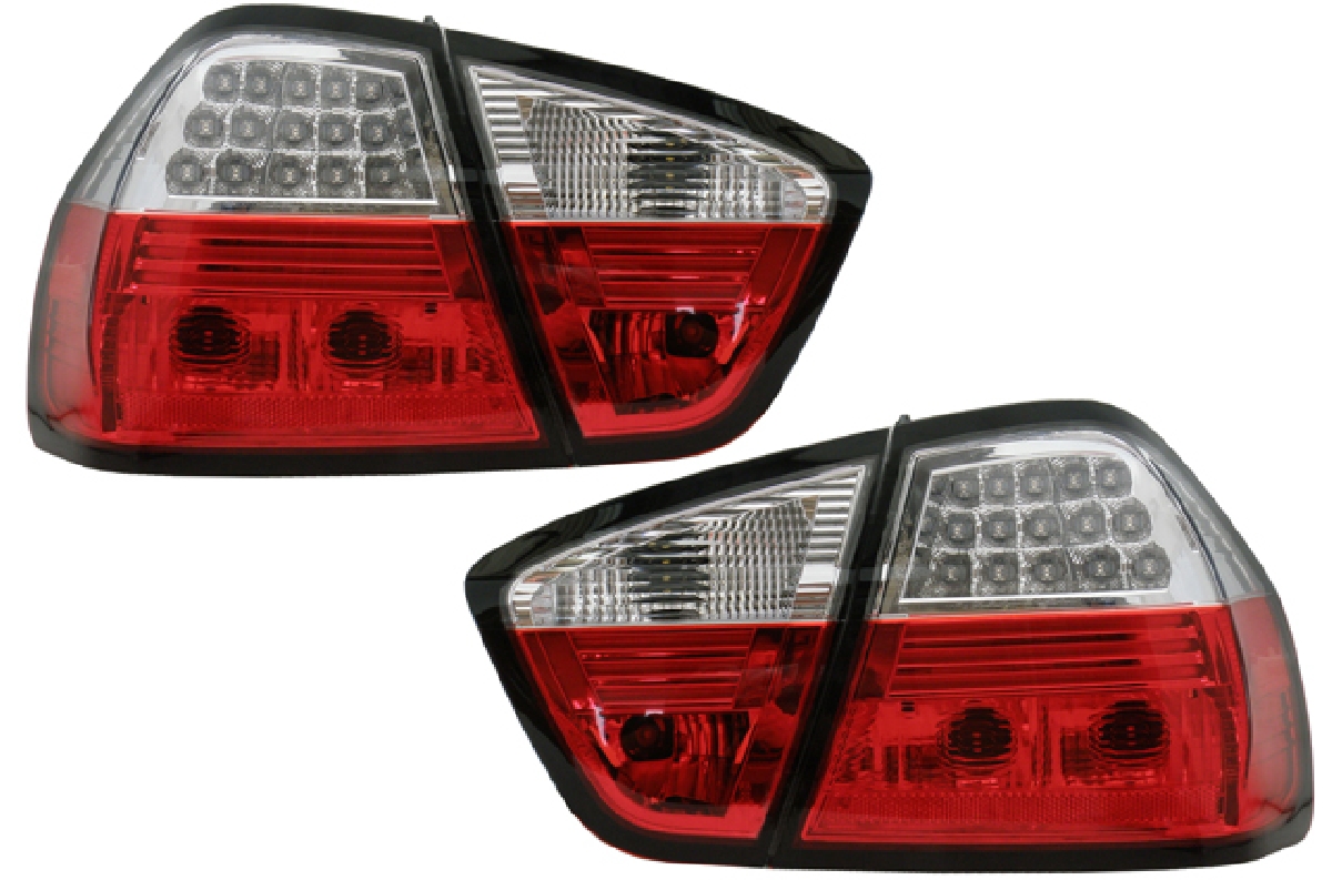 SONAR(ソナー) テールライト BMW 3シリーズ <br>LED テール ランプ クローム インナー レッド＆クリスタル レンズ 05-08 BMW E90 3シリーズ 4ドア