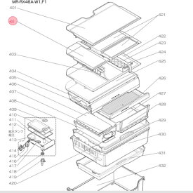 三菱 MITSUBISHI 冷蔵庫 ガラスシェルフ（中） M20YK4439