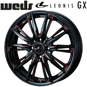 Weds LEONIS GX ブラック/SCマシニングレッド ホイール4本セット5.0J-16インチ 4穴/PCD100 インセット+45 ハブ径:65φ 座面形状:M12 60°テーパー座専用【代引不可】
