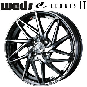 Weds LEONIS IT ブラックメタルコート/ミラーカット ホイール4本セット5.0J-16インチ 4穴/PCD100 インセット+45 ハブ径:65φ 座面形状:M12 60°テーパー座専用【代引不可】