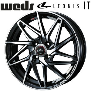 Weds LEONIS IT パールブラック/ミラーカット ホイール4本セット5.0J-16インチ 4穴/PCD100 インセット+45 ハブ径:65φ 座面形状:M12 60°テーパー座専用【代引不可】