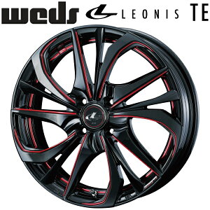 Weds LEONIS TE ブラック/SCマシニングレッド ホイール4本セット5.0J-16インチ 4穴/PCD100 インセット+45 ハブ径:65φ 座面形状:M12 60°テーパー座専用【代引不可】