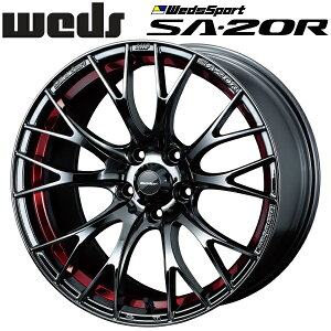 WedsSport SA-20R レッドライトクローム ホイール1本価格7.5J-18インチ 5穴/PCD100 インセット+45 ハブ径:65φ 座面形状:M12 60°テーパー座専用【代引不可】