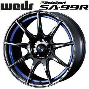 WedsSport SA-99R ブルーライトクロームII ホイール4本セット7.5J-18インチ 5穴/PCD100 インセット+45 ハブ径:65φ 座面形状:M12 60°テーパー座専用【代引不可】
