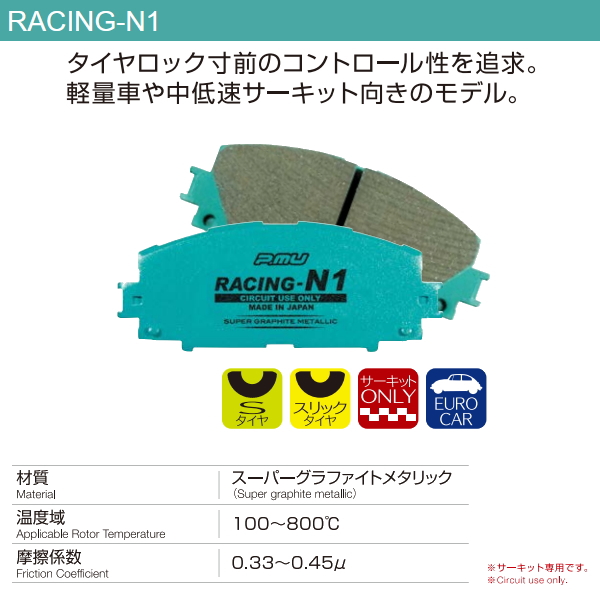 プロジェクトミューμ RACING-N1ブレーキパッド前後セットNGX10トヨタC-HR S-T GR SPORTS 19/10〜 |  PartsDepot