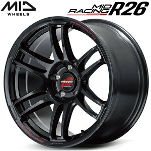MID RACING R26 �z�C�[��1�{���i �N���X�^���u���b�N8.0J-18�C���` 5��/PCD100 �C���Z�b�g+45�y����s�z
