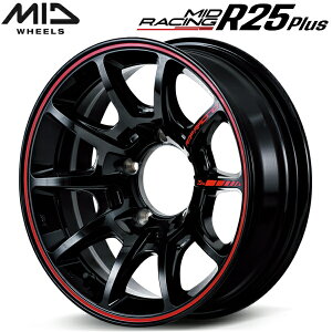 MID RACING R25 Plus �z�C�[��1�{���i �u���b�N/�������b�h���C��5.5J-16�C���` 5��/PCD139.7 �C���Z�b�g-25�y����s�z