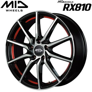 MID WHEELS RX810 �u���b�N�|���b�V��/�A���_�[�J�b�g���b�h �z�C�[��1�{���i7.0J-17�C���` 5��/PCD100 �C���Z�b�g+50 �n�u�a:67.1�� ���ʌ`��:M12 60°�e�[�p�[����p�y����s�z