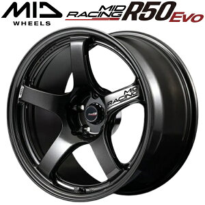 MID RACING R50 EVO �u���b�N���^���b�N �z�C�[��4�{�Z�b�g10.5J-18�C���` 5��/PCD114.3 �C���Z�b�g+12 �n�u�a:73.1�� ���ʌ`��:M12 60°�e�[�p�[���AM14 60°�e�[�p�[����p�y���������E����s�z