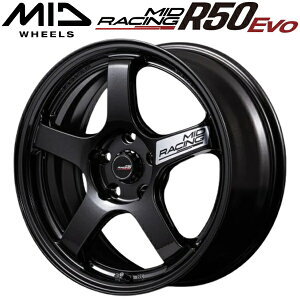 MID RACING R50 EVO �u���b�N���^���b�N �z�C�[��4�{�Z�b�g9.5J-18�C���` 5��/PCD120 �C���Z�b�g+45 �n�u�a:64.1�� ���ʌ`��:M12 60°�e�[�p�[���AM14 60°�e�[�p�[����p�y���������E����s�z