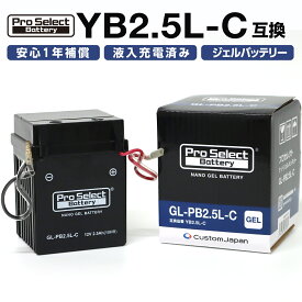 ProSelect(プロセレクト) バイク GL-PB2.5L-C ナノ・ジェルバッテリー(YB2.5L-C 互換)(ジェルタイプ 液入充電済) PSB174 密閉型MFバッテリー