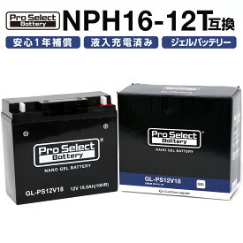 ProSelect バイク バッテリー GL-PS12V18 BMW専用ジェルバッテリー(NPH16-12T 互換)(ジェルタイプ 液入充電済)