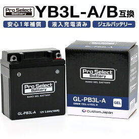 ProSelect バイク バッテリー GL-PB3L-A ナノ・ジェルバッテリー(YB3L-A/YB3L-B 互換)(ジェルタイプ 液入充電済)