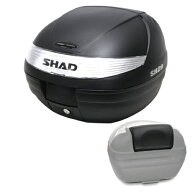 [セット] 29L バイク トップケース リアボックス SH29 無塗装ブラック バックレスト SHAD 通勤 通学 キー…