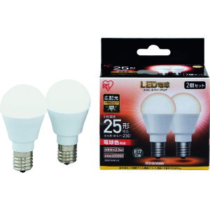 アイリスオーヤマ(IRIS OHYAMA) LED電球2個セット E17広配光タイプ 25形相当 電球色 LDA2L-G-E17-2T52P 作業灯・作業ライト・ワークライト