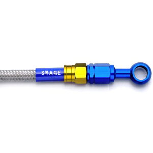 SWAGE-LINE �t�����g�z�[�X�L�b�g �S�[���h&�u���[/�N���A KMX200/125 86-89 PAF624 �o�C�N �u���[�L�z�[�X