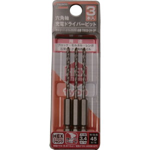TRUSCO �Z�p���[�d�h���C�o�[�r�b�g 3.4×90 3�{�g T6CD343P �h�����E�X�e�b�v�E�z�[���J�b�^�[