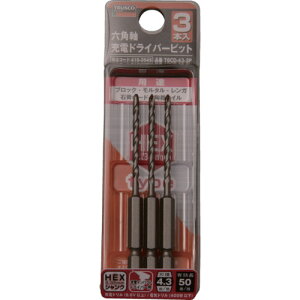TRUSCO �Z�p���[�d�h���C�o�[�r�b�g 4.3×90 3�{�g T6CD433P �h�����E�X�e�b�v�E�z�[���J�b�^�[