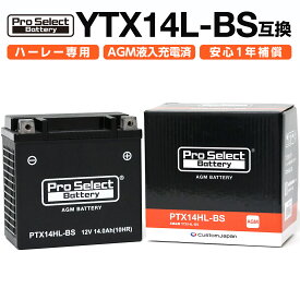 ProSelect(プロセレクト) バイク PTX14HL-BS ハーレー専用AGMバッテリー(YTX14L-BS互換) PSB050 密閉型MFバッテリー