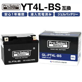 ProSelect(プロセレクト) バイク GL-PT4L-BS ナノ・ジェルバッテリー(YT4L-BS互換)(ジェルタイプ 液入充電済) PSB101 密閉型MFバッテリー