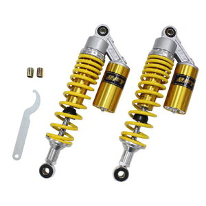 エナジープライス リアサスペンション タンク付 320mm リアショック CB400 XJ400 GT380 Z400FX Z250FT ゼファー ZRX イエロー/ゴールド 2本入 バイク