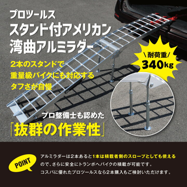 楽天市場】ProTOOLs スタンド付アメリカン湾曲アルミラダー 耐荷重 